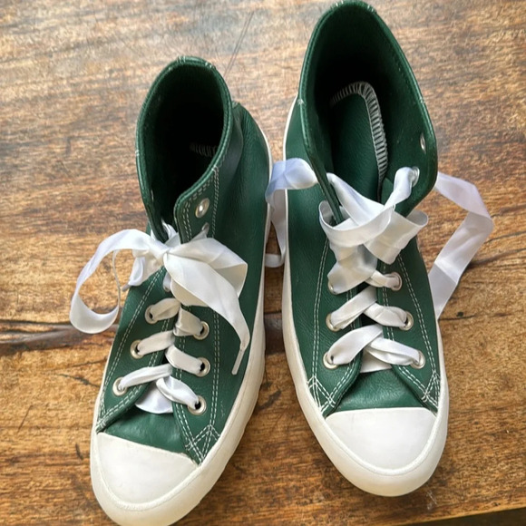 Converse All Star Chuck Taylor Platform /Chelsea Sneakers Leather Green Size 7.5 - Picture 9 of 9